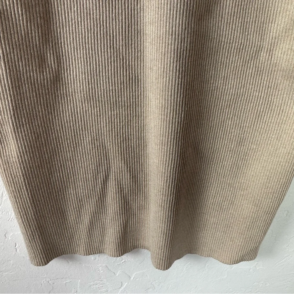 Olive + Oak Skirt Fitted‎ Ribbed Solid Tan Beige Cream Maxi Pull On Knit Rayon - Picture 4 of 7